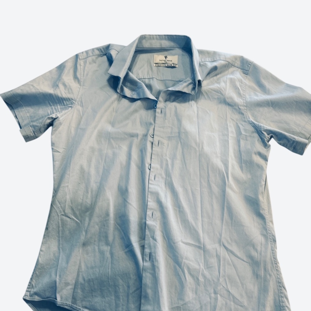 father sons xxl light blue button up shirt stretch slim fit
